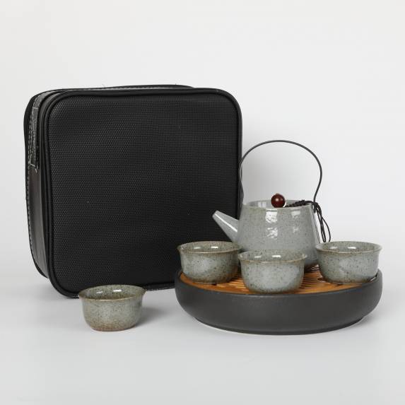 Portable Travel Tea Set - Pottery Moon White